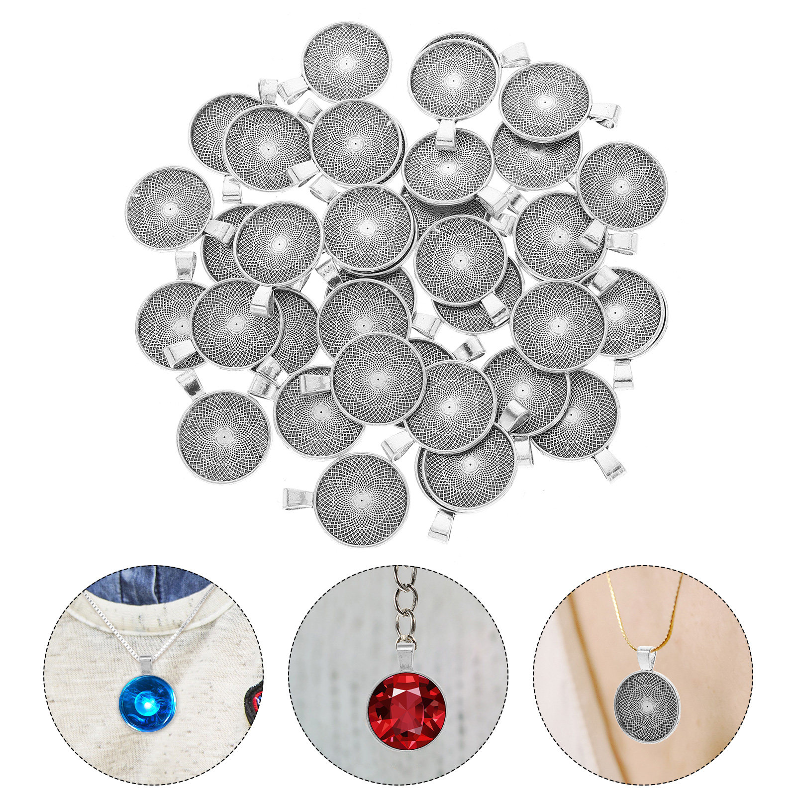 Resin Crafts Diy - 40Pcs Round Pendant Bezels Flat Tray
