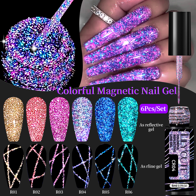 LILYCUTE 6Pcs/Set 5ml Reflecti - Resin Glitter Pack 评论和价格