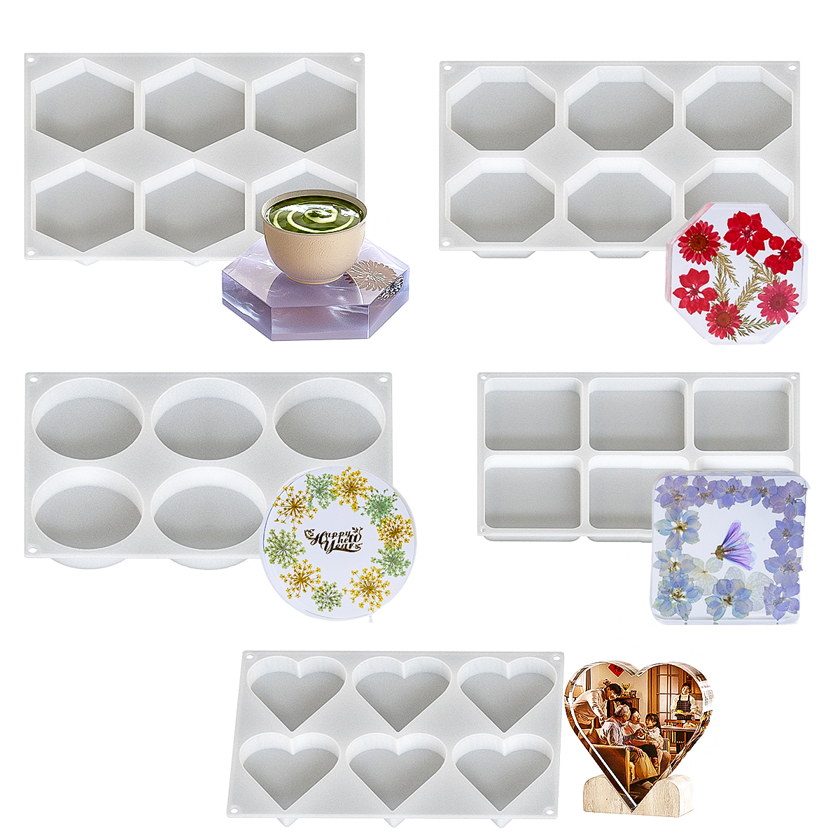 6 Holes Coaster Silicone Mold  - Coaster Mold Round 评论和价格