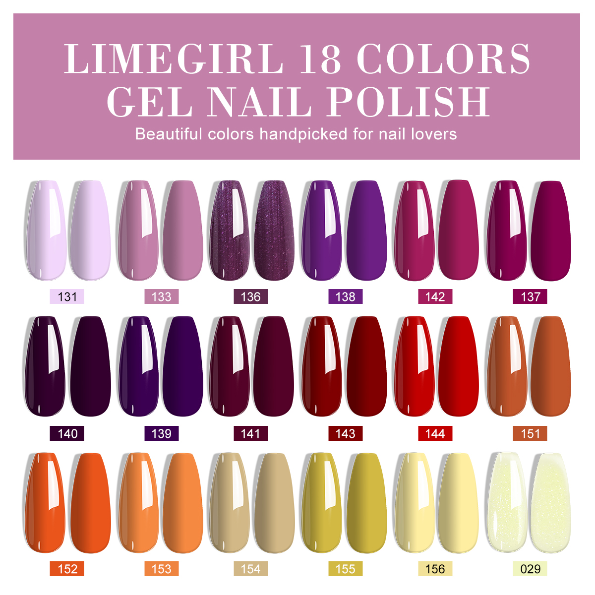 LIMEGIRL 18 PCS Gel Nail Polis - Resin Glitter Pack 评论和价格