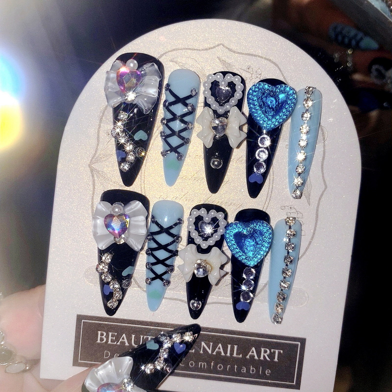 24pcs 3D Bow Decor False Nails - Resin Craft Material 评论和价格