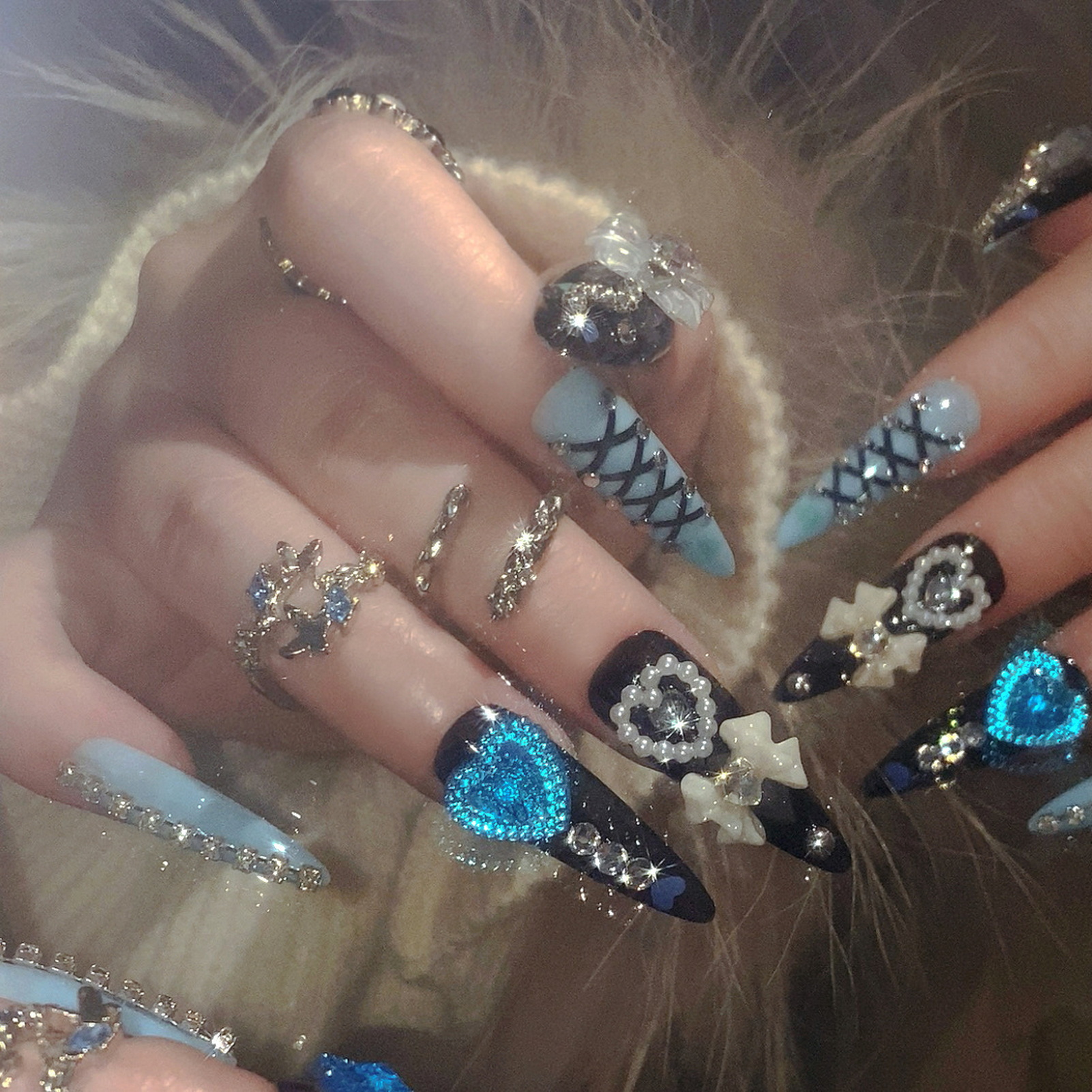 24pcs 3D Bow Decor False Nails - Resin Craft Material 评论和价格