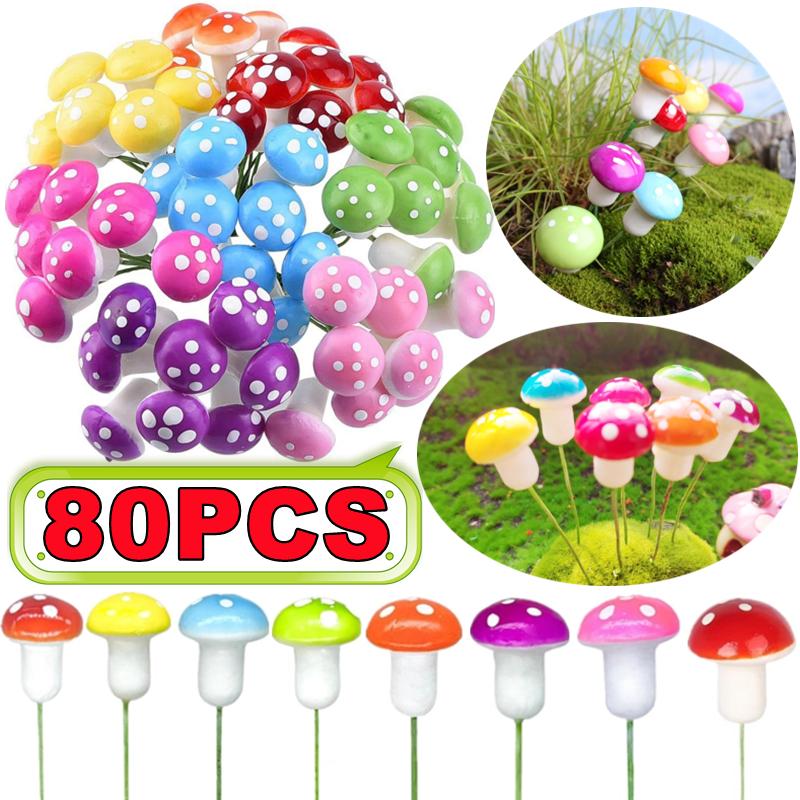 10-80PCS Mini Color Mushroom D - Terrarium Moss Art 评论和价格
