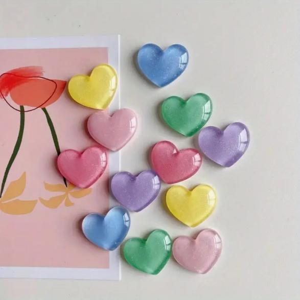 6pcs Colorful Heart Shaped Fri - Resin Glitter Pack 评论和价格