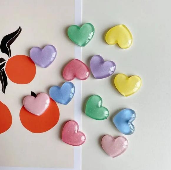 6pcs Colorful Heart Shaped Fri - Resin Glitter Pack 评论和价格