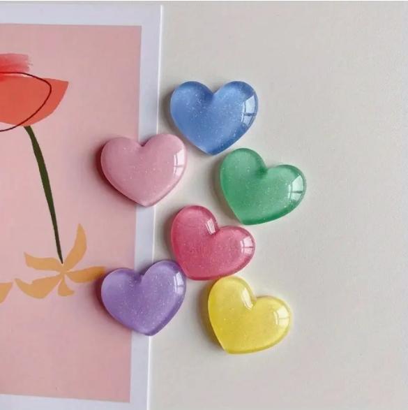 6pcs Colorful Heart Shaped Fri - Resin Glitter Pack 评论和价格