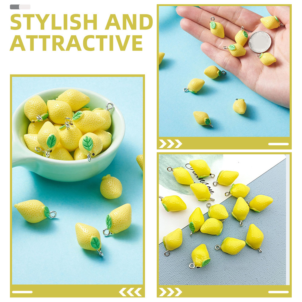 20Pcs Resin Lemon Charms Fruit - Resin Crafts Diy 评论和价格