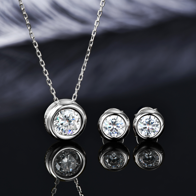IOGOU 6.5mm 1ct Bezel Moissani - Bezels Set Pendant 评论和价格