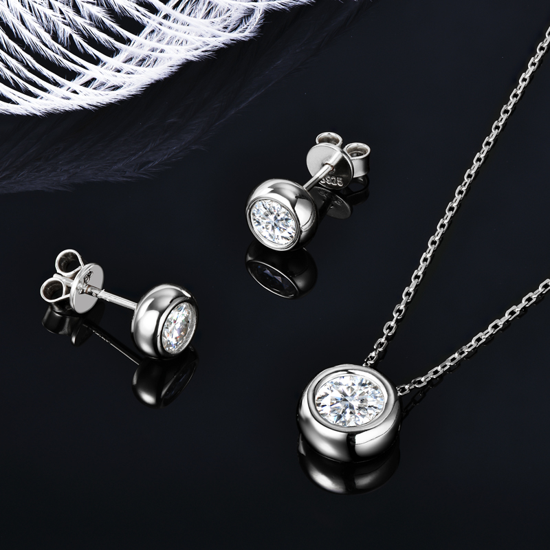 IOGOU 6.5mm 1ct Bezel Moissani - Bezels Set Pendant 评论和价格