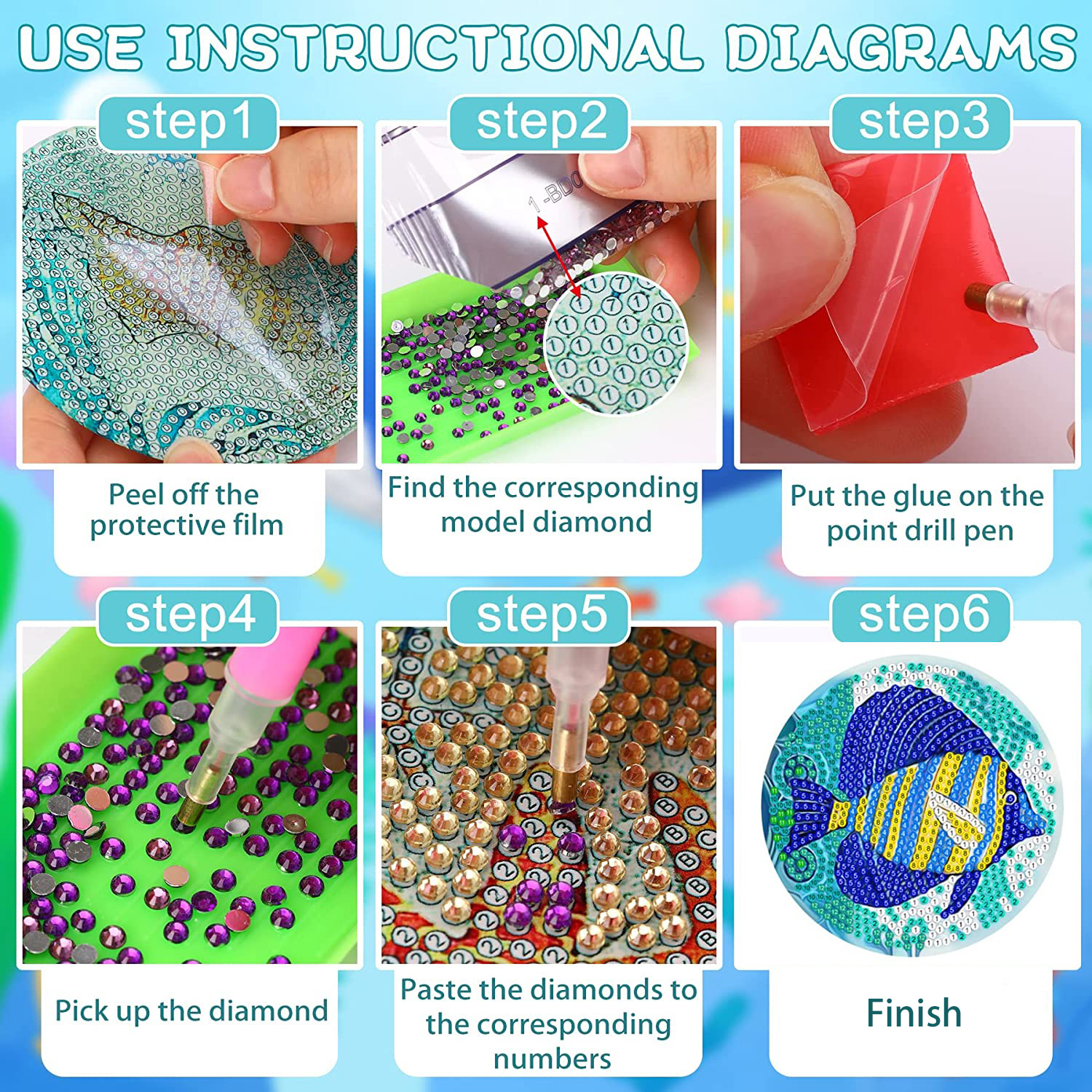 RUOPOTY 8pc/sets Diamond Paint - Resin Craft For Beginners 评论和价格