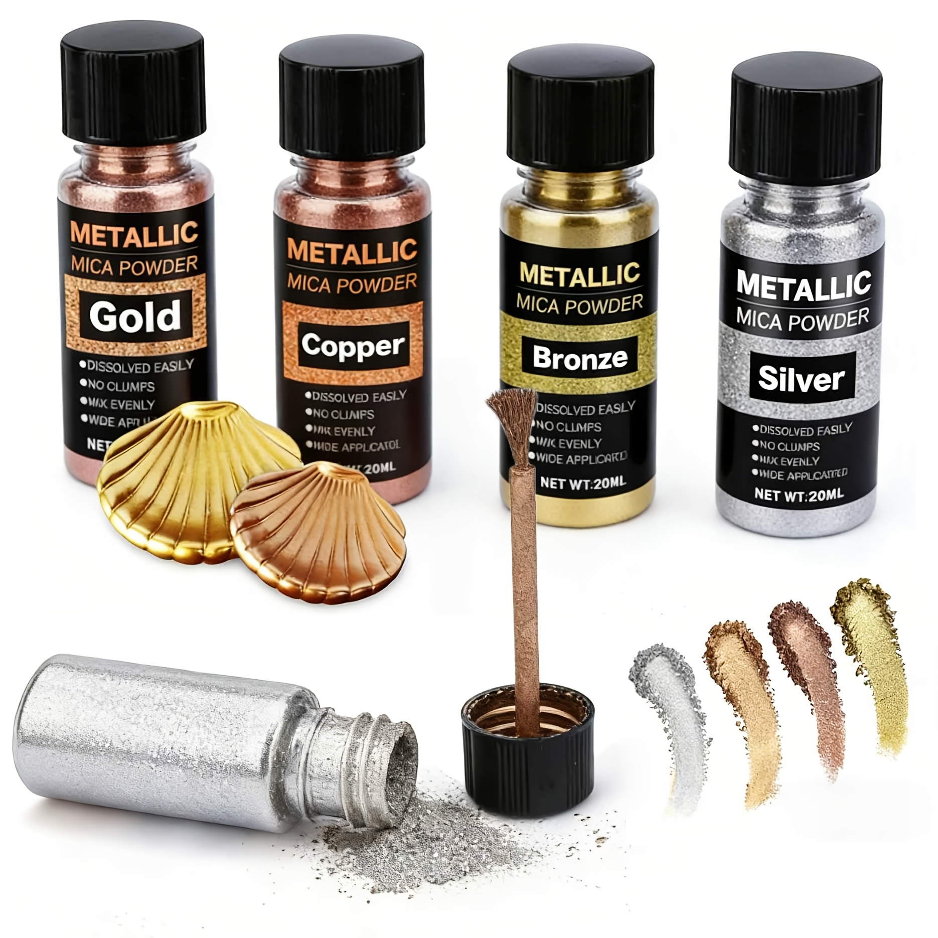 Metallic Mica Powder, Brushed  - Resin Pigment Set 评论和价格