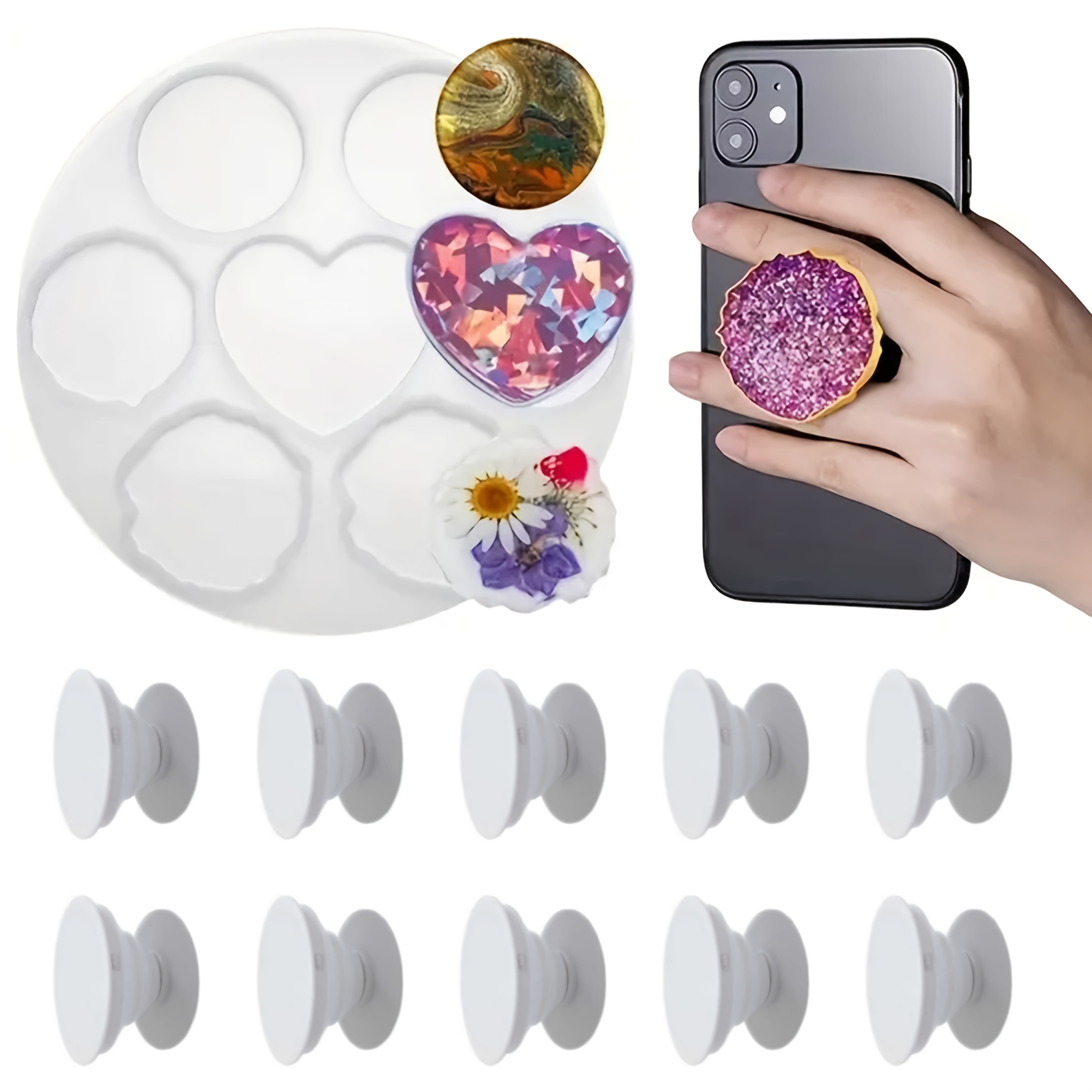 11Pcs, Irregular Phone Holder  - Coaster Mold Round 评论和价格
