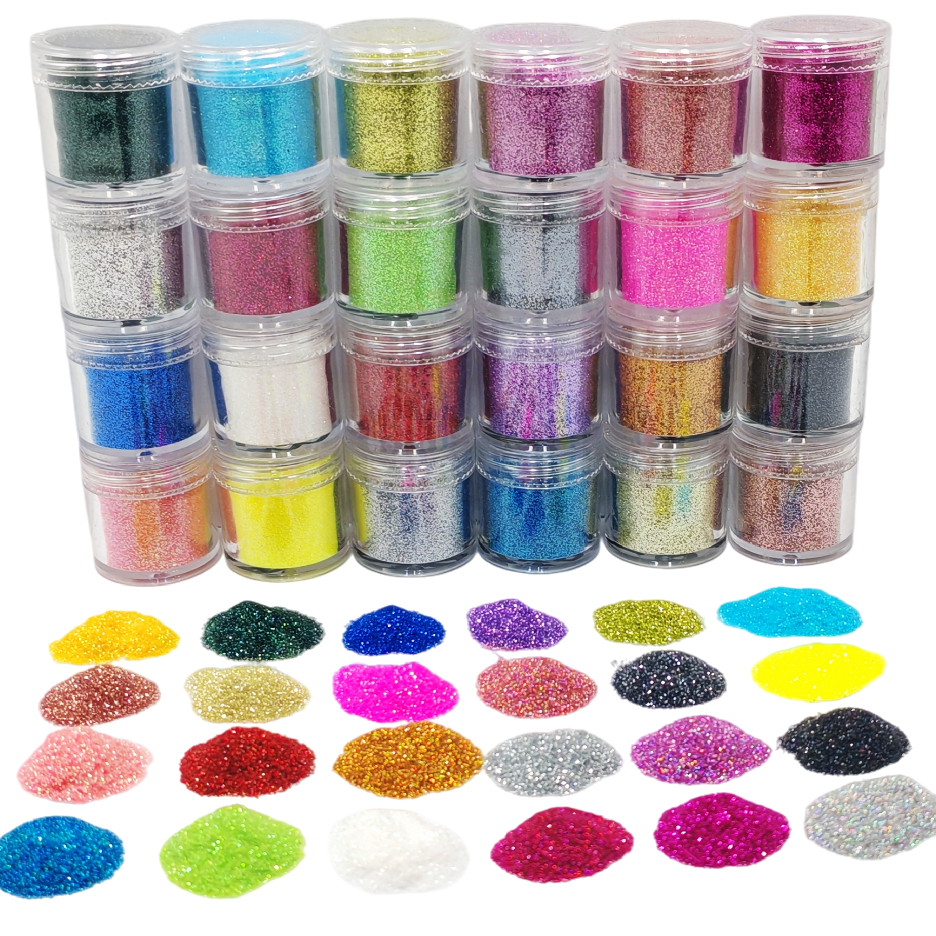 24-Color Cosmetic Iridescent H - Resin Glitter Pack 评论和价格