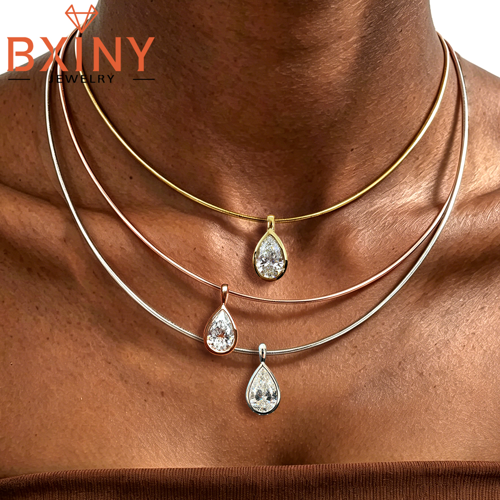 BXINY 3CT Bezel Set Pear Cut M - Bezels Set Pendant 评论和价格