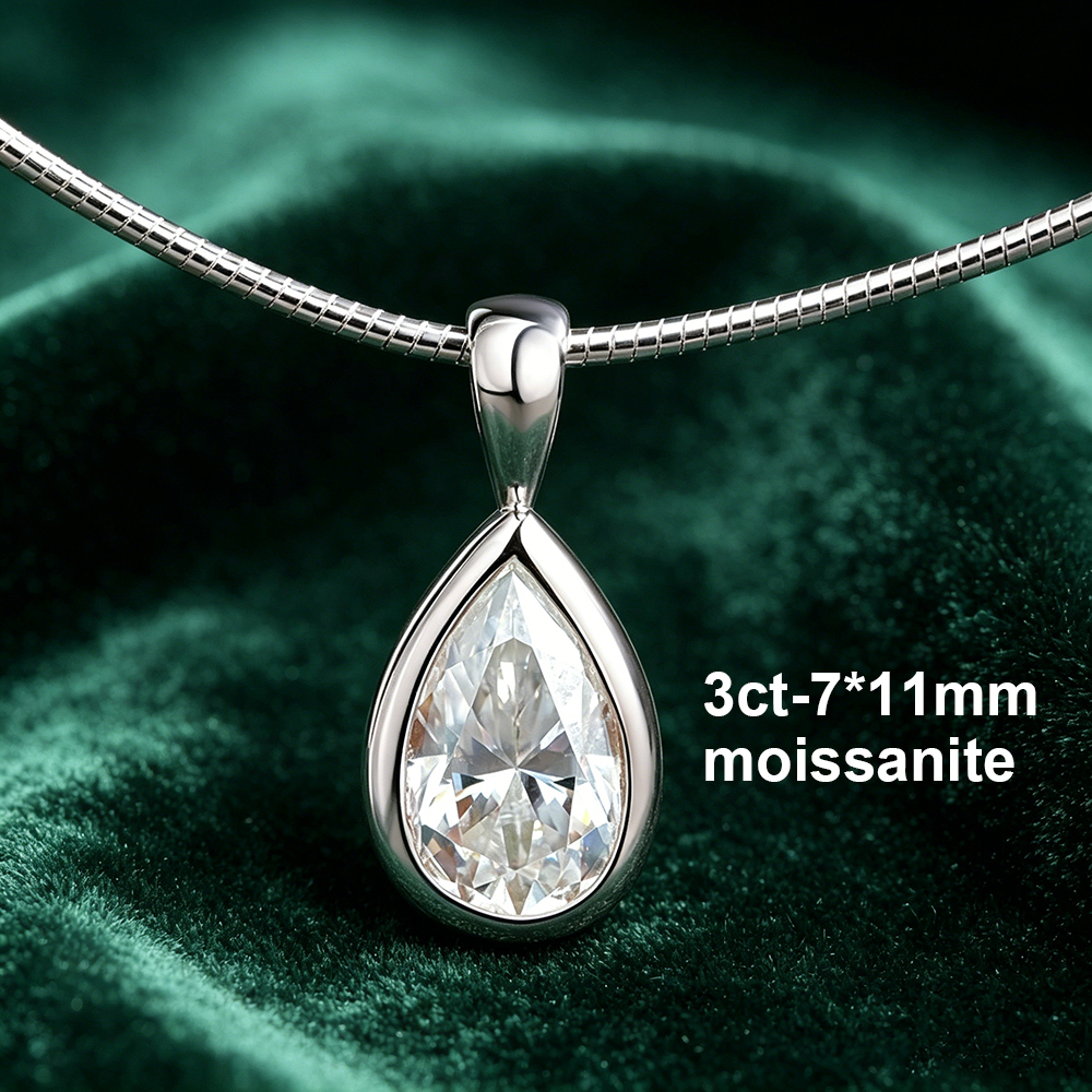 BXINY 3CT Bezel Set Pear Cut M - Bezels Set Pendant 评论和价格